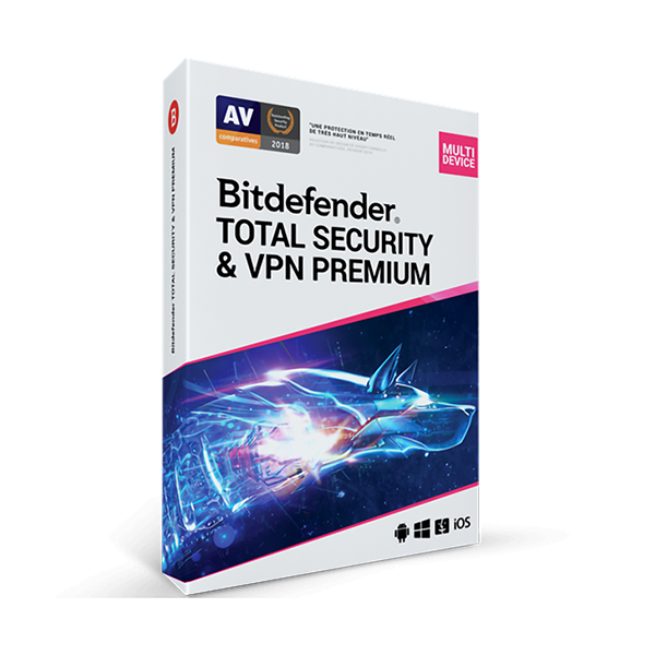 BITDEFENDER TOTAL SECURITY & VPN PREMIUM 2023 - Licencë - 3 pajisje - 1 Vit