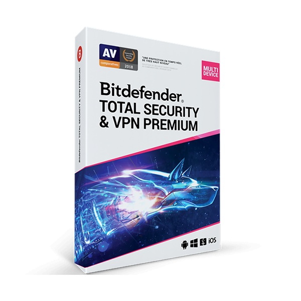 BITDEFENDER TOTAL SECURITY & VPN PREMIUM 2023 - Лиценз - 5 устройства - 1 Година