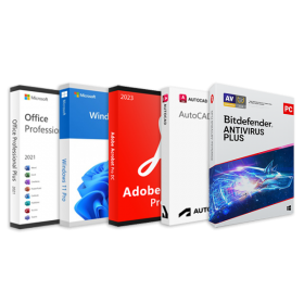 PLATINUM PAKKET - Windows 11, Office 2021, Bitdefender 2023, Autocad 2024, Adobe Acrobat Pro Dc 2023