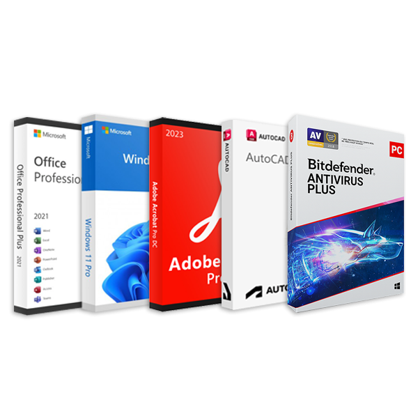 PLATINUM PACKAGE - Windows 11, Office 2021, Bitdefender 2023, Autocad 2024, Adobe Acrobat Pro Dc 2023