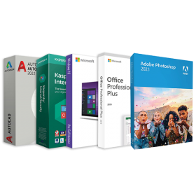 GOLD PACKAGE - Windows 10, Office 2019, Kaspersky 2023, Autocad 2022, Adobe Photoshop 2023