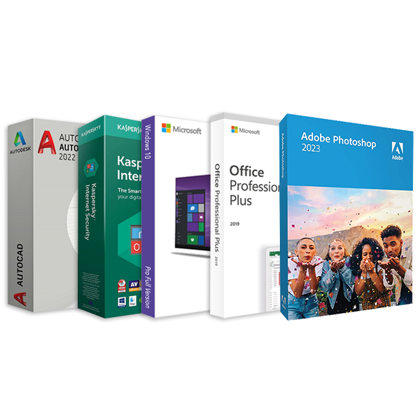 GOLD PACKAGE - Windows 10, Office 2019, Kaspersky 2023, Autocad 2022, Adobe Photoshop 2023