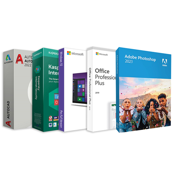 GOLD PAKET - Windows 10, Office 2019, Kaspersky 2023, Autocad 2022, Adobe Photoshop 2023