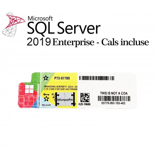 WINDOWS SQL SERVER 2019 ENTERPRISE - ZAHRNUJE CALS (NÁLEPKY)